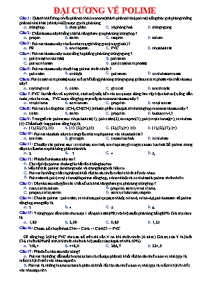 Bài tập trắc nghiệm Hóa học 12 - Đại cương về polime (Có đáp án)
